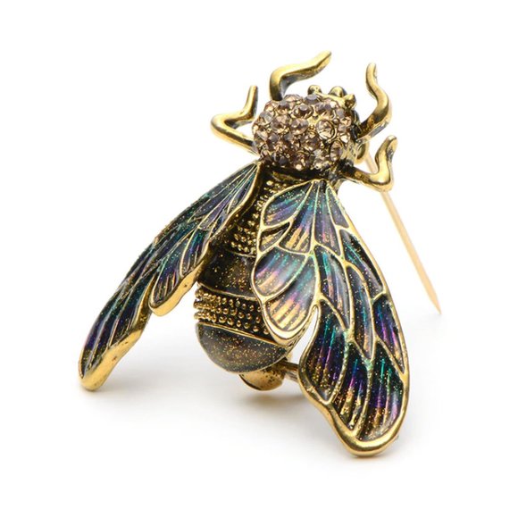 NEW 18K Gold Rhinestone Cicada Brooch - Picture 12 of 15